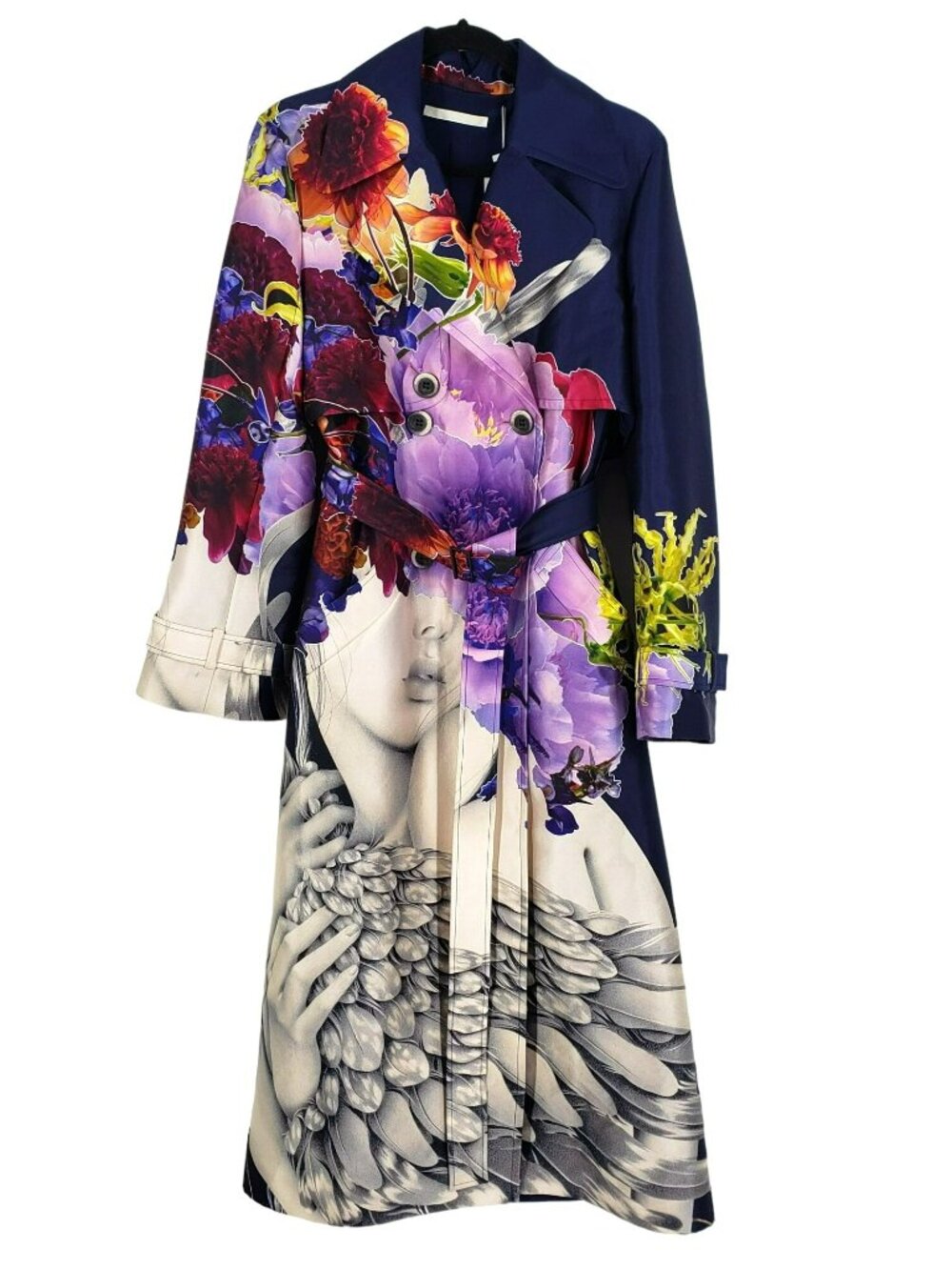 Jason Wu $4995 Rainbow Silk Trench Coat Maximalist Art to Wear Spring Unique - Picture 4 of 16